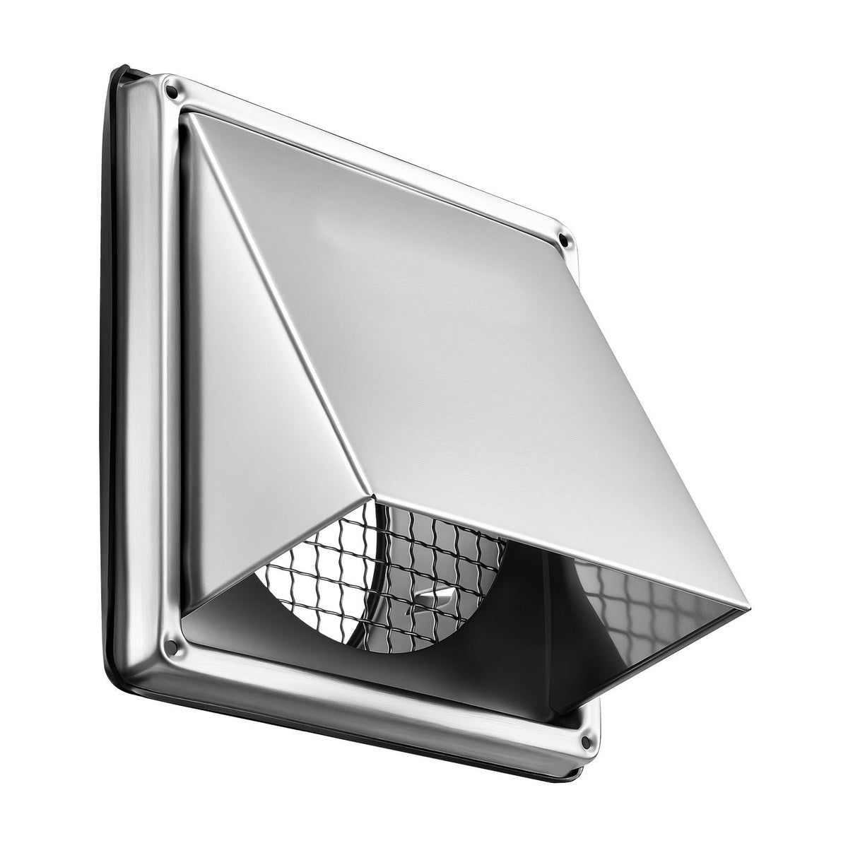 6 inch External Extractor Wall Vent Cover, Square AC Vent Gable Cover, Premium Stainless Steel & with Built-in a Protection Screen, for House,Bathroom,Garage,Kitchen,Basement (1 Pack, Silver)