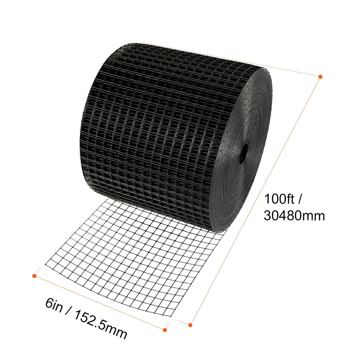 6 inch x 100ft Solar Panel Bird Guard, Critter Guard Roll Kit with 100pcs Aluminum Alloy Fasteners, Solar Panel Guard with Rust-proof PVC Coating, 1/2 inch Wire Roll Mesh