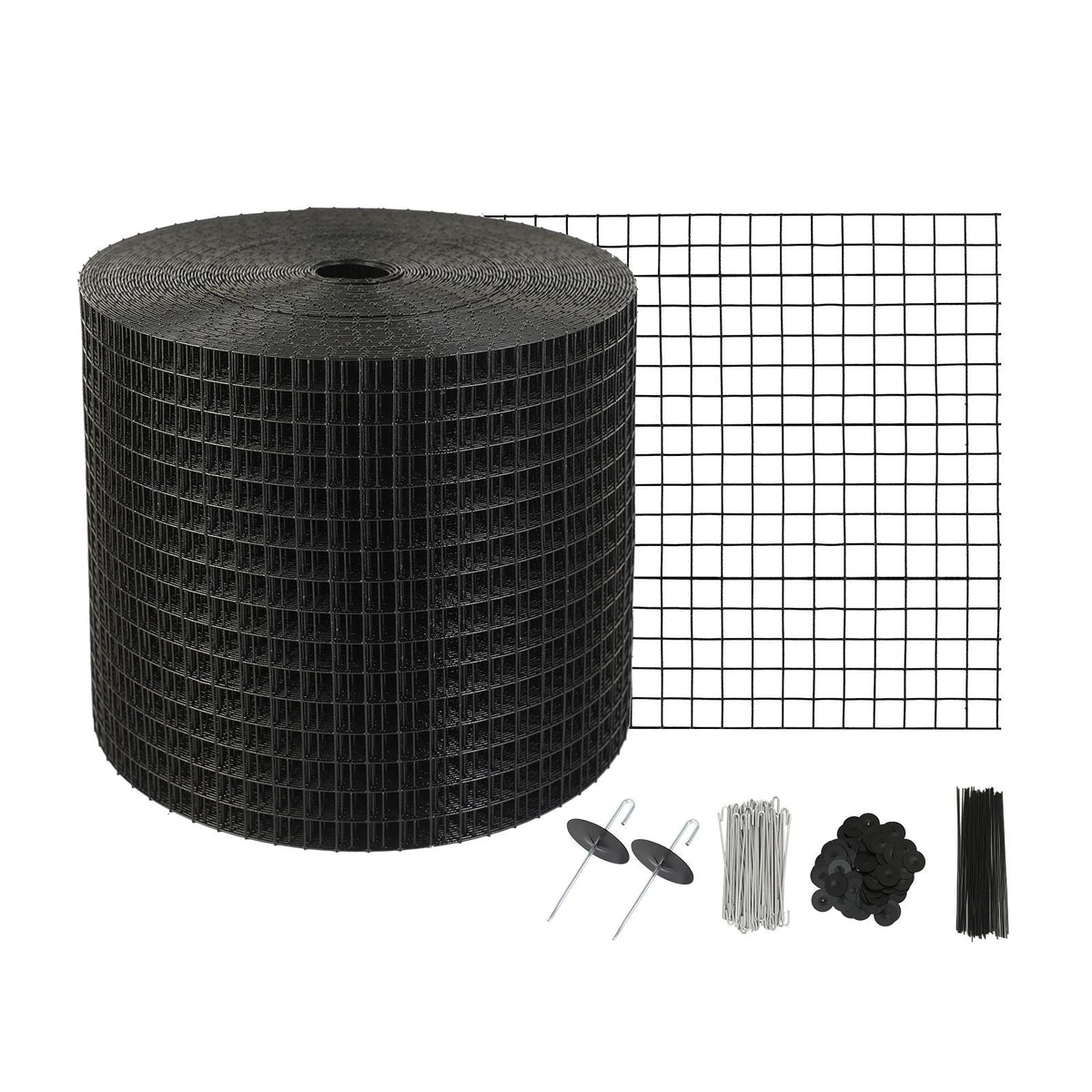 6 inch x 100ft Solar Panel Bird Guard, Critter Guard Roll Kit with 100pcs Aluminum Alloy Fasteners, Solar Panel Guard with Rust-proof PVC Coating, 1/2 inch Wire Roll Mesh