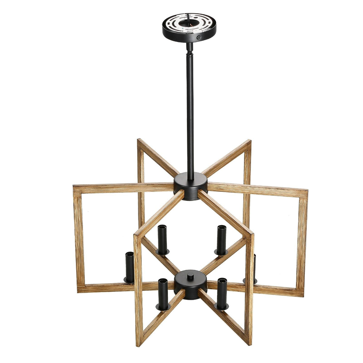 6-Light Chandelier, Metal Farmhouse Chandelier, Adjustable Height, Dining Room Hanging Light Fixture for Ceilings, Modern Chandelier for Bedroom, Foyer, Hall, Kitchen, Living Room and Entryway