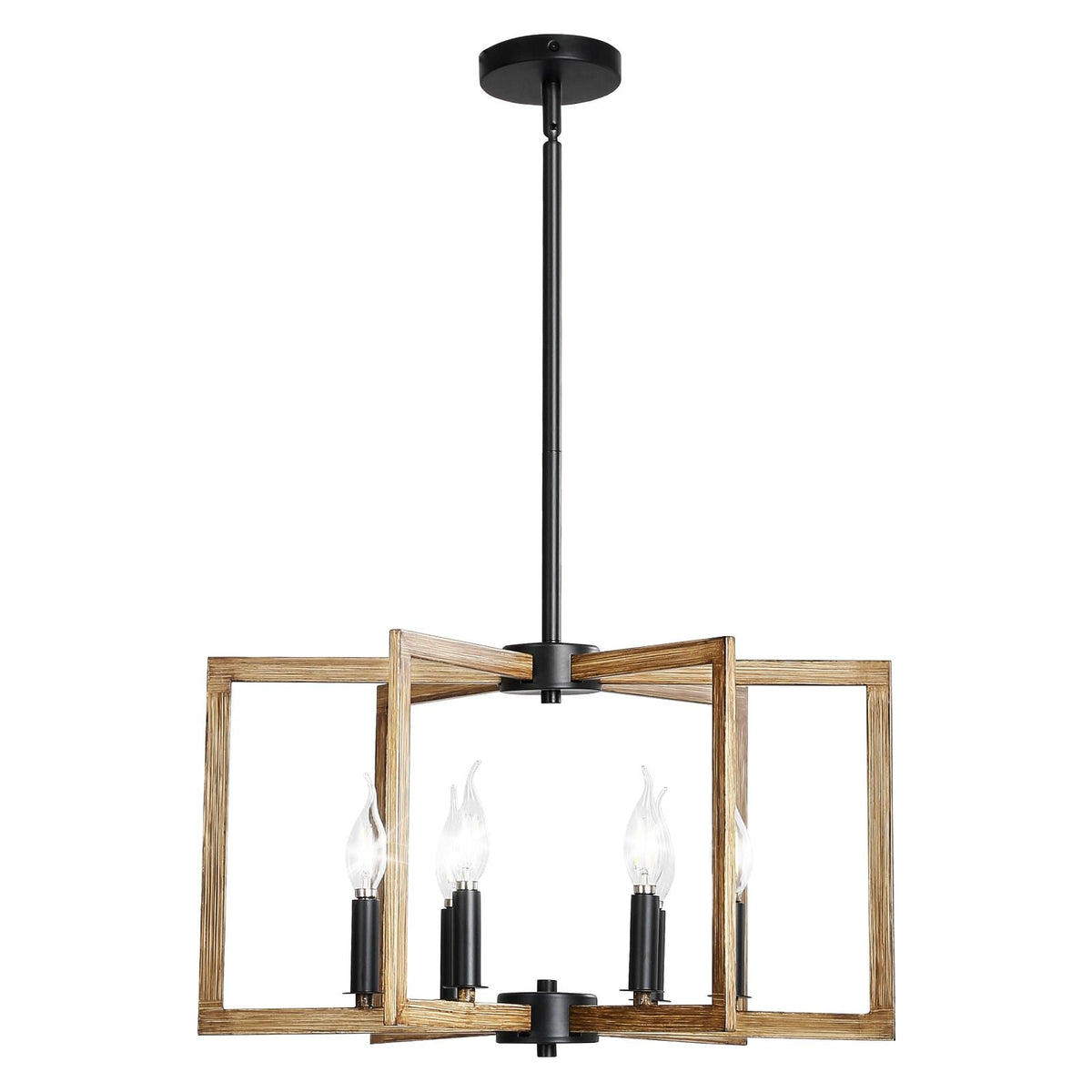 6-Light Chandelier, Metal Farmhouse Chandelier, Adjustable Height, Dining Room Hanging Light Fixture for Ceilings, Modern Chandelier for Bedroom, Foyer, Hall, Kitchen, Living Room and Entryway