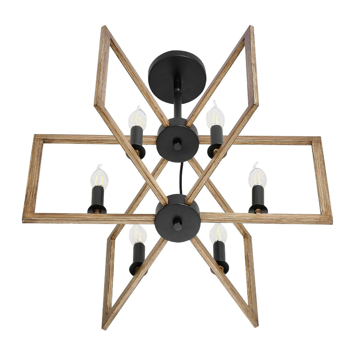 6-Light Chandelier, Metal Farmhouse Chandelier, Adjustable Height, Dining Room Hanging Light Fixture for Ceilings, Modern Chandelier for Bedroom, Foyer, Hall, Kitchen, Living Room and Entryway