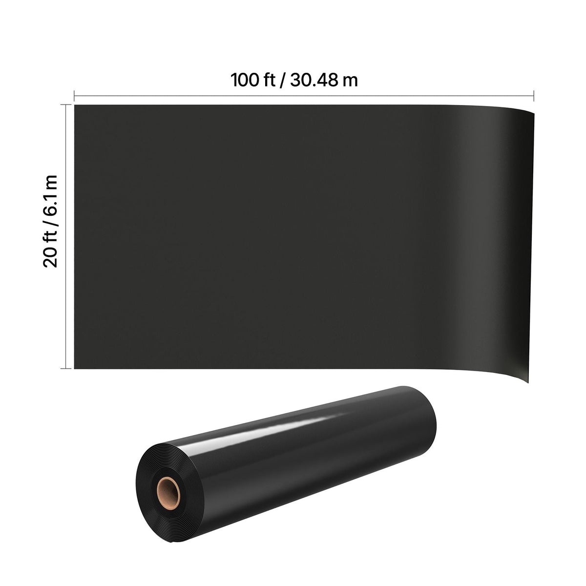 6 Mil Plastic Sheeting 20' x 100' Black Heavy Duty Polyethylene Roll, Thick Plastic Roll for Garden, Drop Cloth Painters Tarp, Polyethylene Covering for Crawl Space Vapor Barrier, Weed Control