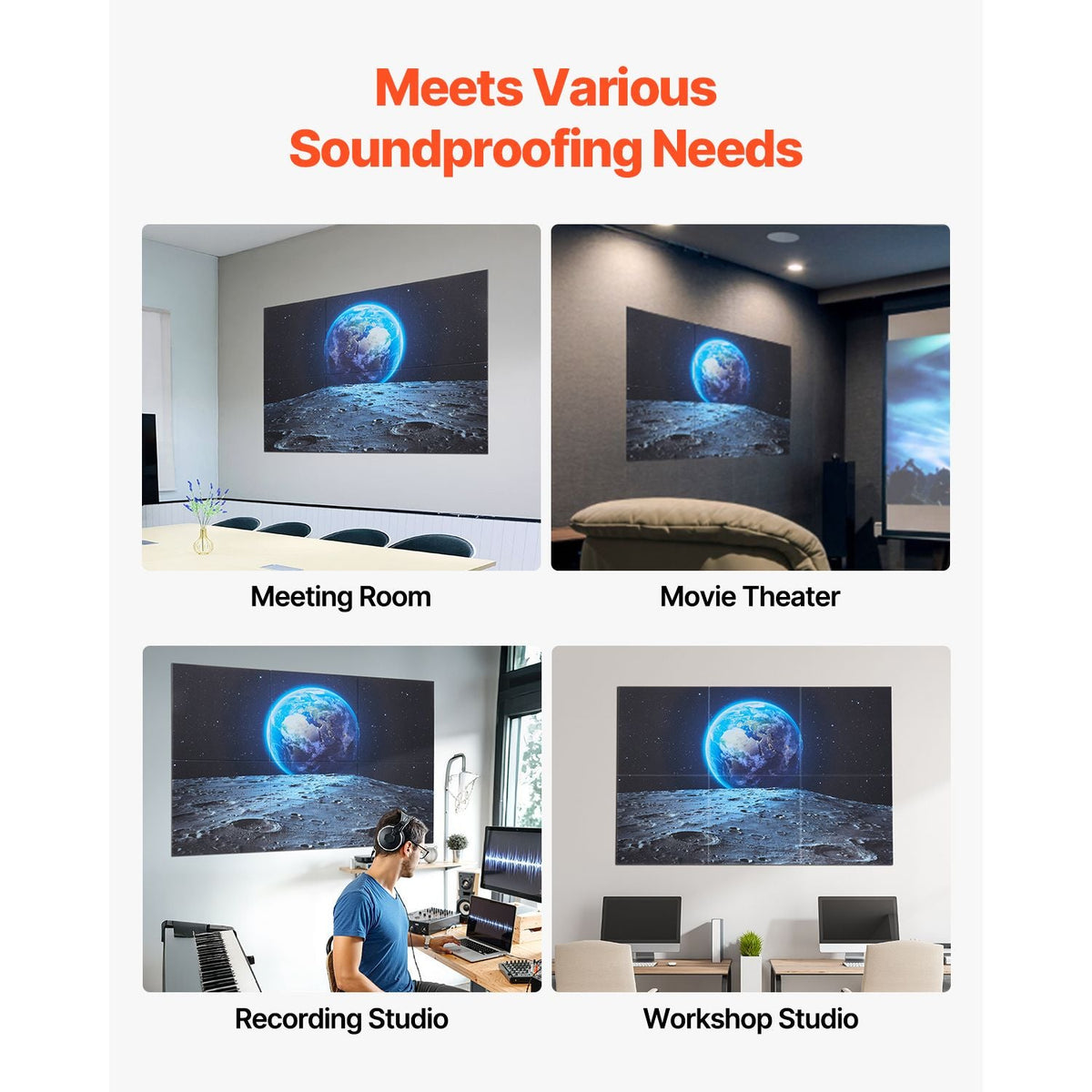 6 Pack Art Acoustic Panels, 70.87 x 47.24 x 0.4 inch Soundproof Wall Tiles, Self Adhesive Decorative Sound Dampening Absorbing Boards for Home, Office, Studio, Gaming Room,Theater, Earth