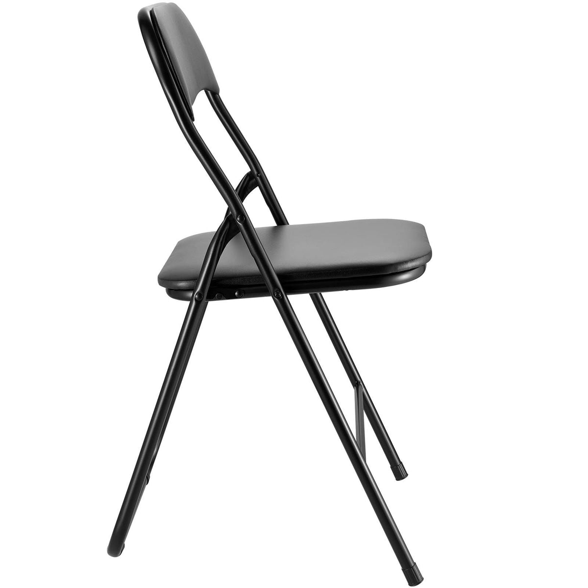 6 Pack Folding Chairs, Foldable Leather Chairs with Heavy Duty Metal Frame & Padded Cushion, Portable Folding Card Table Chairs, Stackable Seats for Home, Yard, Garden, Parties, Events, Black