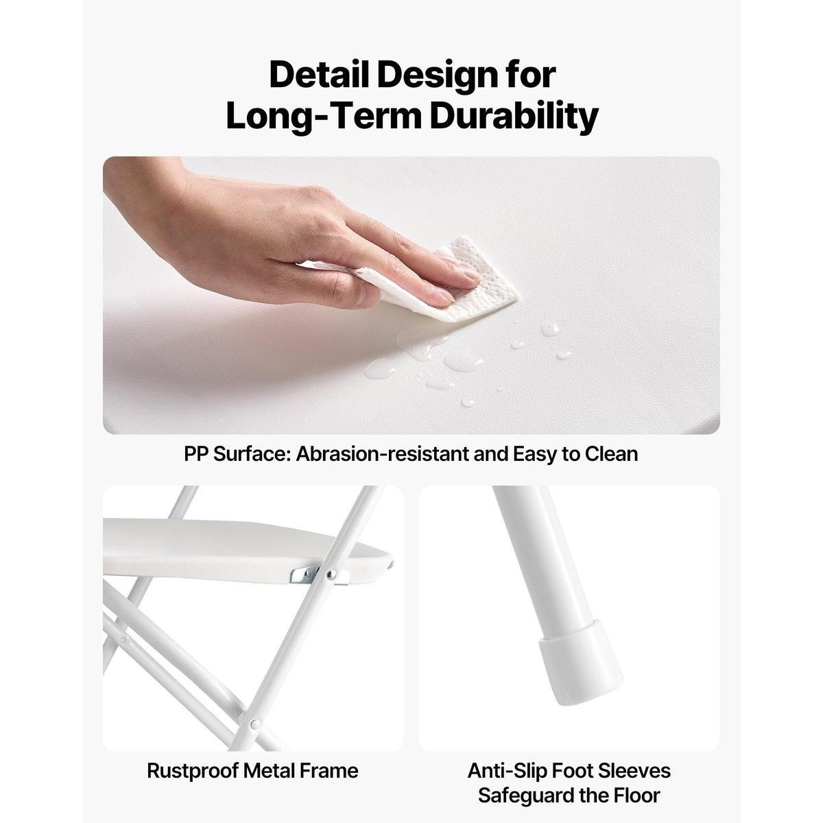 6 Pack Folding Chairs, Foldable Plastic Chairs with Heavy Duty Metal Frame, Portable Folding Card Table Chairs, Stackable Indoor Outdoor Seats for Home, Yard, Garden, Parties, Events, White