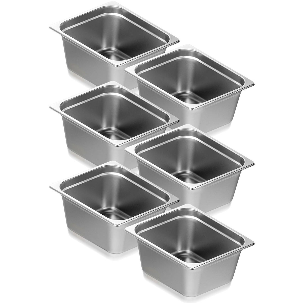6 Pack Hotel Pans, 1/2 Size Anti-Jam Steam Pan, 0.8mm Thick Stainless Steel Restaurant Steam Table Pan, 6-Inch Deep Commercial Table Pan, Catering Storage Food Pan, for Industrial & Scientific