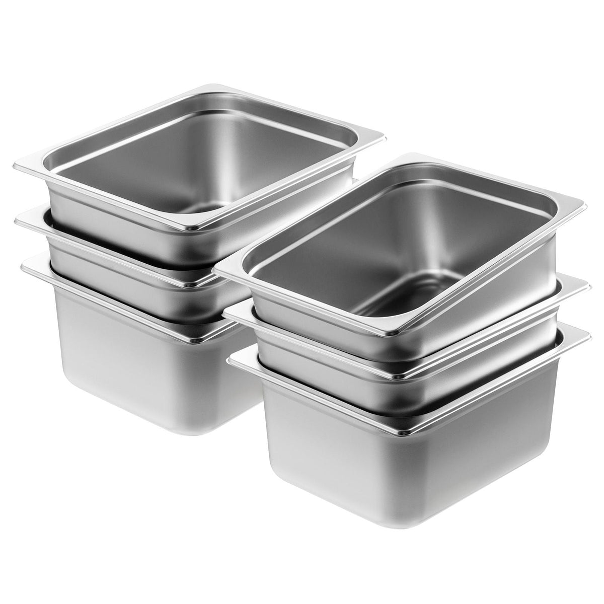 6 Pack Hotel Pans, 1/2 Size Anti-Jam Steam Pan, 0.8mm Thick Stainless Steel Restaurant Steam Table Pan, 6-Inch Deep Commercial Table Pan, Catering Storage Food Pan, for Industrial & Scientific