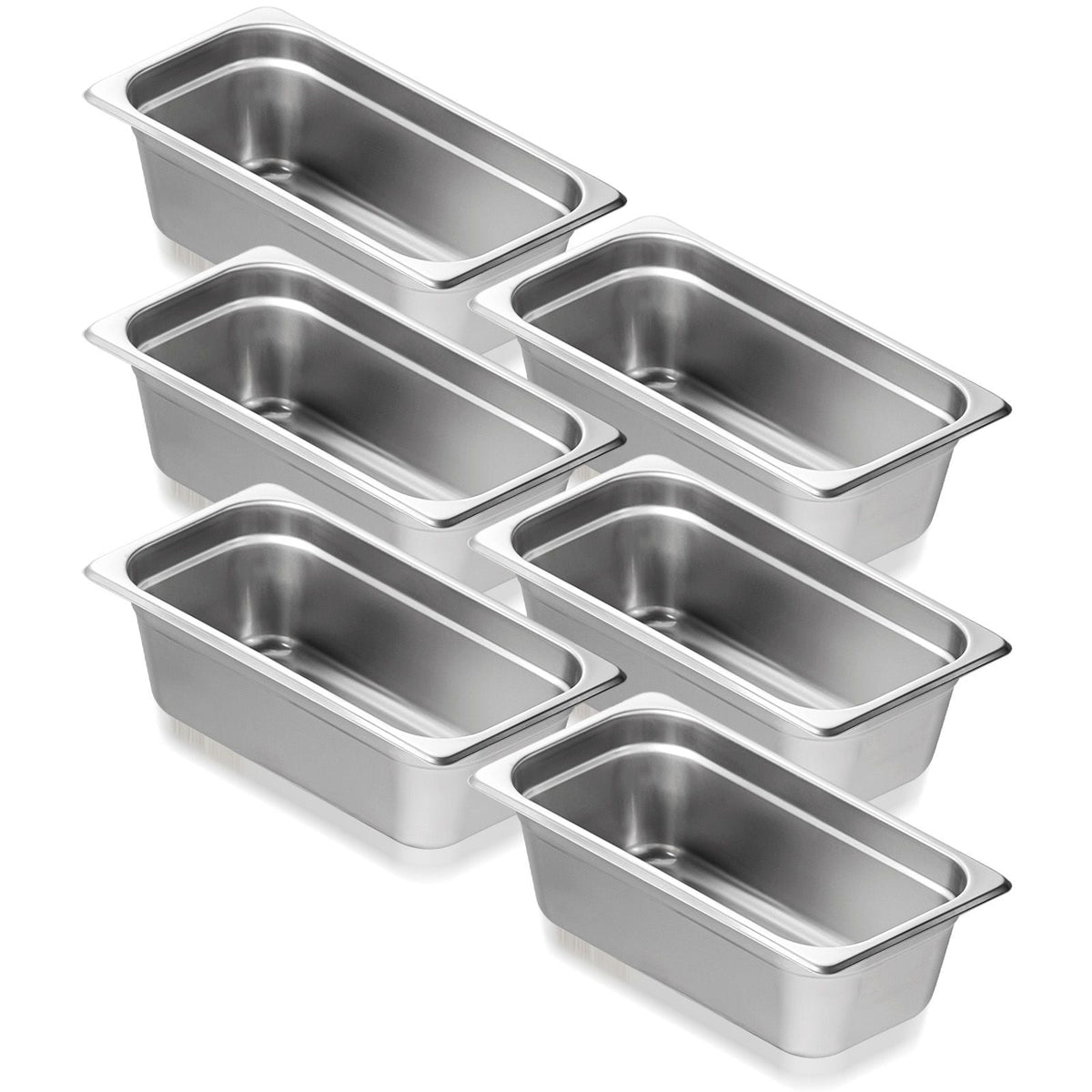 6 Pack Hotel Pans, 1/3 Size Anti-Jam Steam Pan, 0.8mm Thick Stainless Steel Restaurant Steam Table Pan, 4-Inch Deep Commercial Table Pan, Catering Storage Food Pan, for Industrial & Scientific