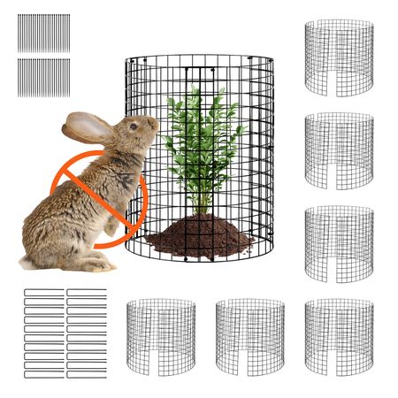 6 Pack Plant Protector from Animals, 12.6'' Dia. x 14'' H Chicken Wire Plant Protector, Plant Cages for Outdoor Plants, Flowers & Vegetables, Keeps Bunny Chicken Squirrels Out, 18pcs Metal Mesh