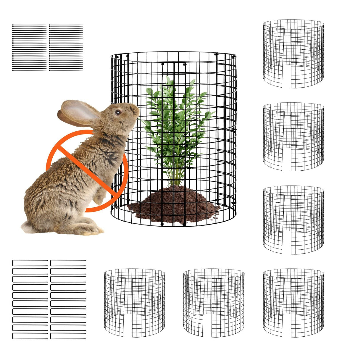 6 Pack Plant Protector from Animals, 12.6'' Dia. x 14'' H Chicken Wire Plant Protector, Plant Cages for Outdoor Plants, Flowers & Vegetables, Keeps Bunny Chicken Squirrels Out, 18pcs Metal Mesh