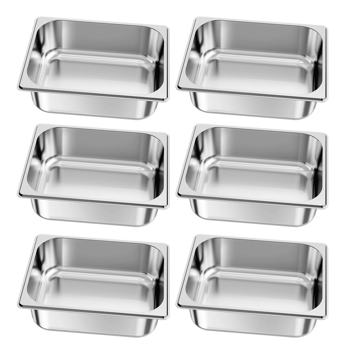 6 Pack Stainless Steam Hotel Pans, 1/2 Size Table Steam Pan, 4 Inch Deep Anti Jam Restaurant Supplies Reusable Rustproof Catering Storage for Home, Party, Restaurant, Hotel, Buffet