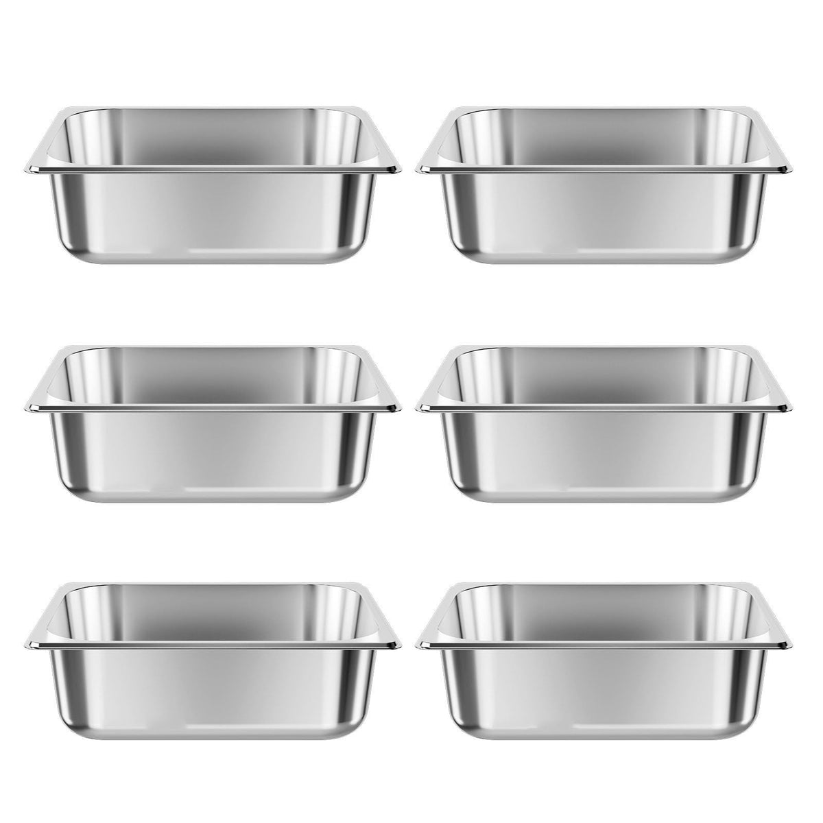 6 Pack Stainless Steam Hotel Pans, 1/2 Size Table Steam Pan, 4 Inch Deep Anti Jam Restaurant Supplies Reusable Rustproof Catering Storage for Home, Party, Restaurant, Hotel, Buffet