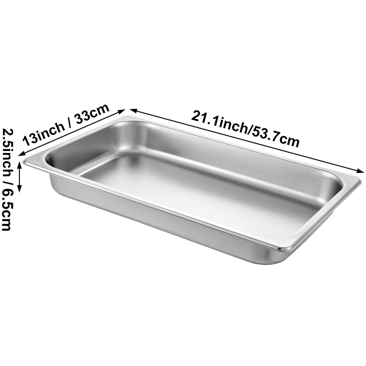6 Pack Steam Table Pans 20.9 x 12.8 x 2.6 Inch Deep Steam Table Pan Full Size 8.5L Deep Food Container Stainless Steel Oven Tray Hotel Pans Anti-Jam Steam Table Food Pan