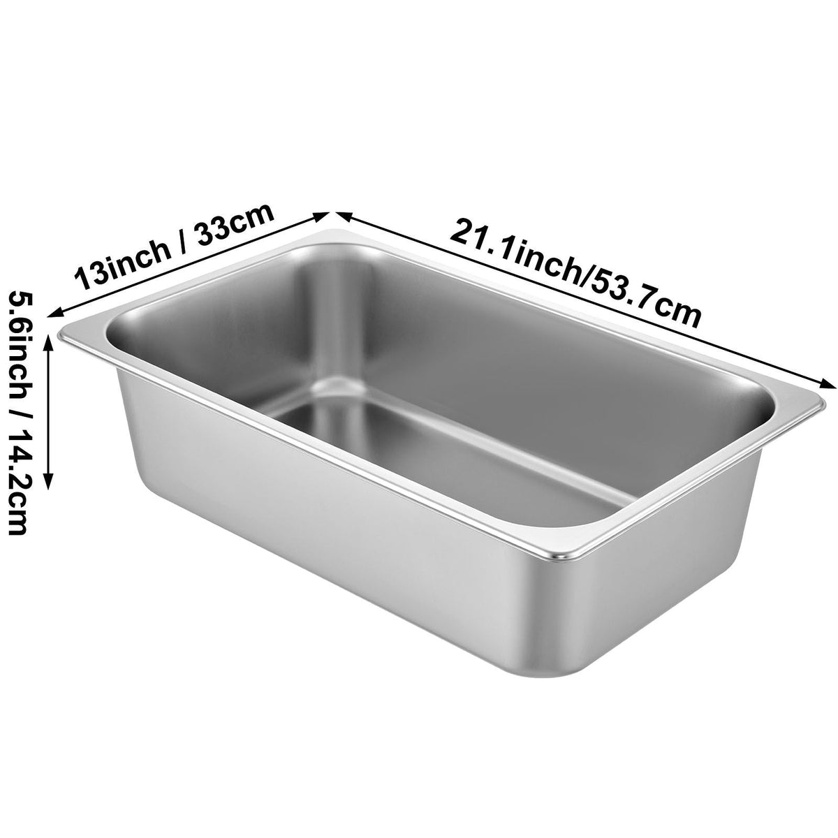 6 Pack Steam Table Pans 20.9 x 12.8 x 5.9 Inch Deep Steam Table Pan Full Size 20.5L Deep Food Container Stainless Steel Oven Tray Hotel Pans Anti-Jam Steam Table Food Pan