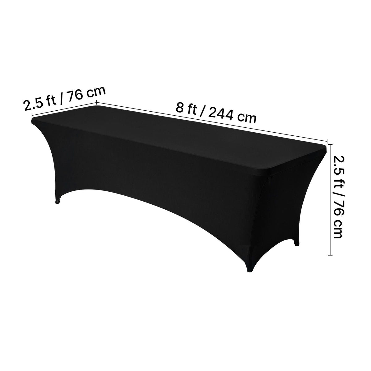 6 Pack Table Cloth for 8FT Rectangular Fitted Events, Wrinkle-Resistant Stretch Black Table Covers, Washable Spandex Tablecloth Protector, for Party, Wedding, Cocktail, Banquet, Festival