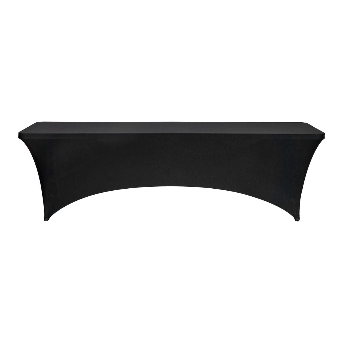 6 Pack Table Cloth for 8FT Rectangular Fitted Events, Wrinkle-Resistant Stretch Black Table Covers, Washable Spandex Tablecloth Protector, for Party, Wedding, Cocktail, Banquet, Festival