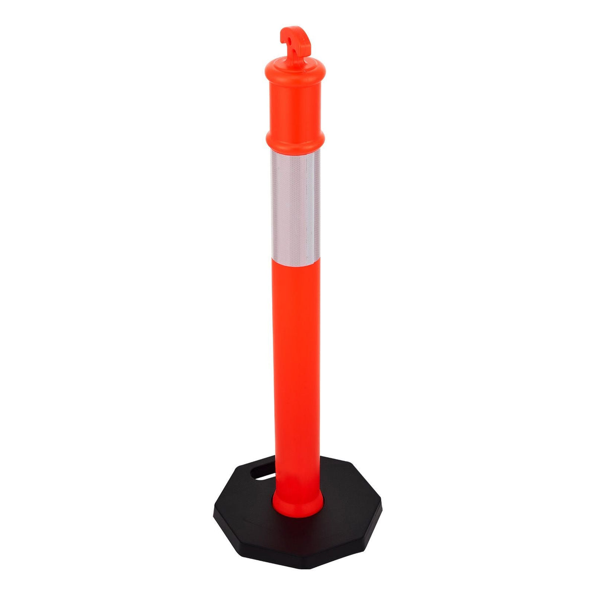 6 Pack Traffic Delineator Posts, 48 inches Traffic Safety Cones with Weighted Base and Reflective Strips, Heavy Duty Delineator Posts for Construction Site, Parking Lot, Crowd Control, Red