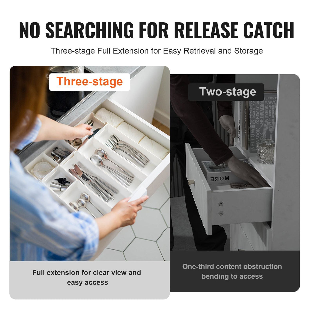 6 Pairs of 16 Inch Drawer Slides Side Mount Rails, Heavy Duty Full Extension Steel Track, Soft-Close Noiseless Guide Glides Cabinet Kitchen Runners with Ball Bearing, 100 Lbs Load Capacity