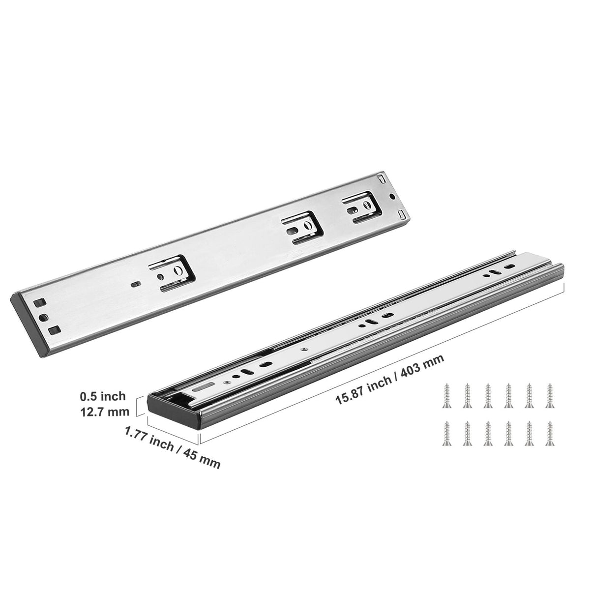 6 Pairs of 16 Inch Drawer Slides Side Mount Rails, Heavy Duty Full Extension Steel Track, Soft-Close Noiseless Guide Glides Cabinet Kitchen Runners with Ball Bearing, 100 Lbs Load Capacity