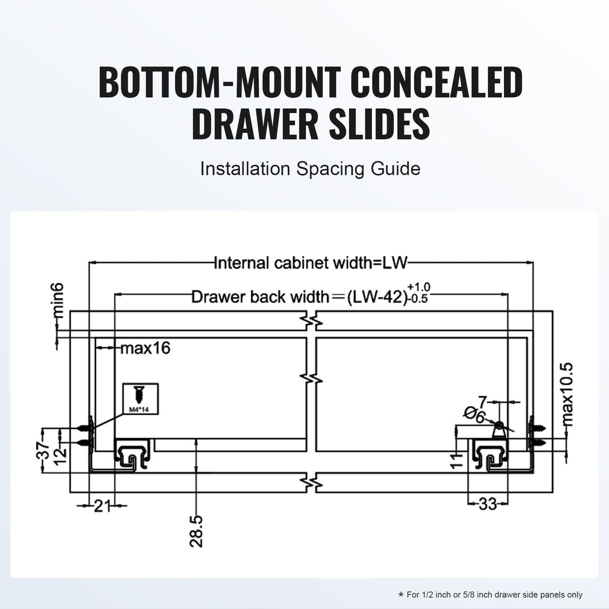6 Pairs of 18 Inch Drawer Bottom Side Mount Rails, Heavy Duty Full Ball Bearing Extension Steel Track, Soft-Close Noiseless Guide Glides Cabinet Kitchen Runners with Locking Mechanism, 100 Lbs