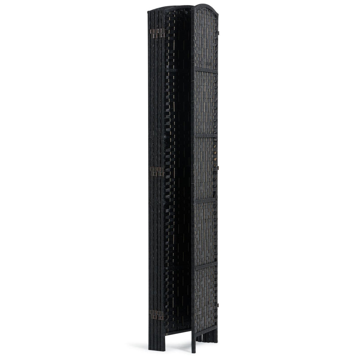 6 Panel Room Divider, Hand-Woven Folding Privacy Screens with Hinges, Portable and Freestanding Partition Room Dividers and Wall Divider for Room Separation, Black