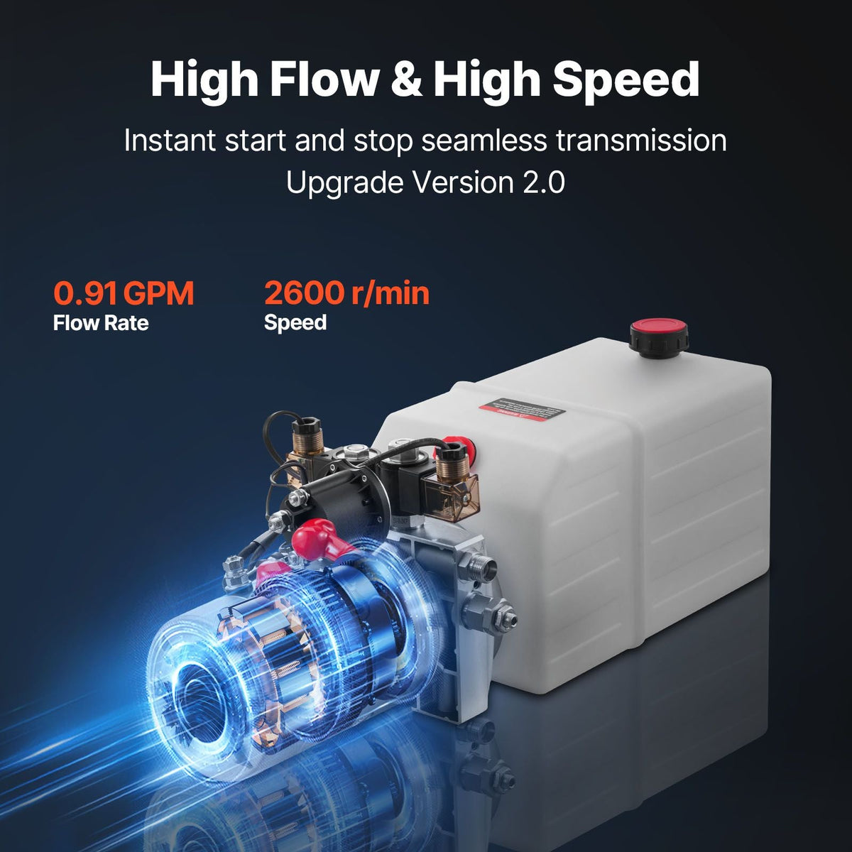 6 Quart Hydraulic Power Unit, Double Acting Dump Trailer Pump, 3200 PSI Max Relief Pressure & 0.91 GPM Flow Rate, DC 12V Hydraulic Pump with Metal Reservoir for Dump Trailer Car Lifting
