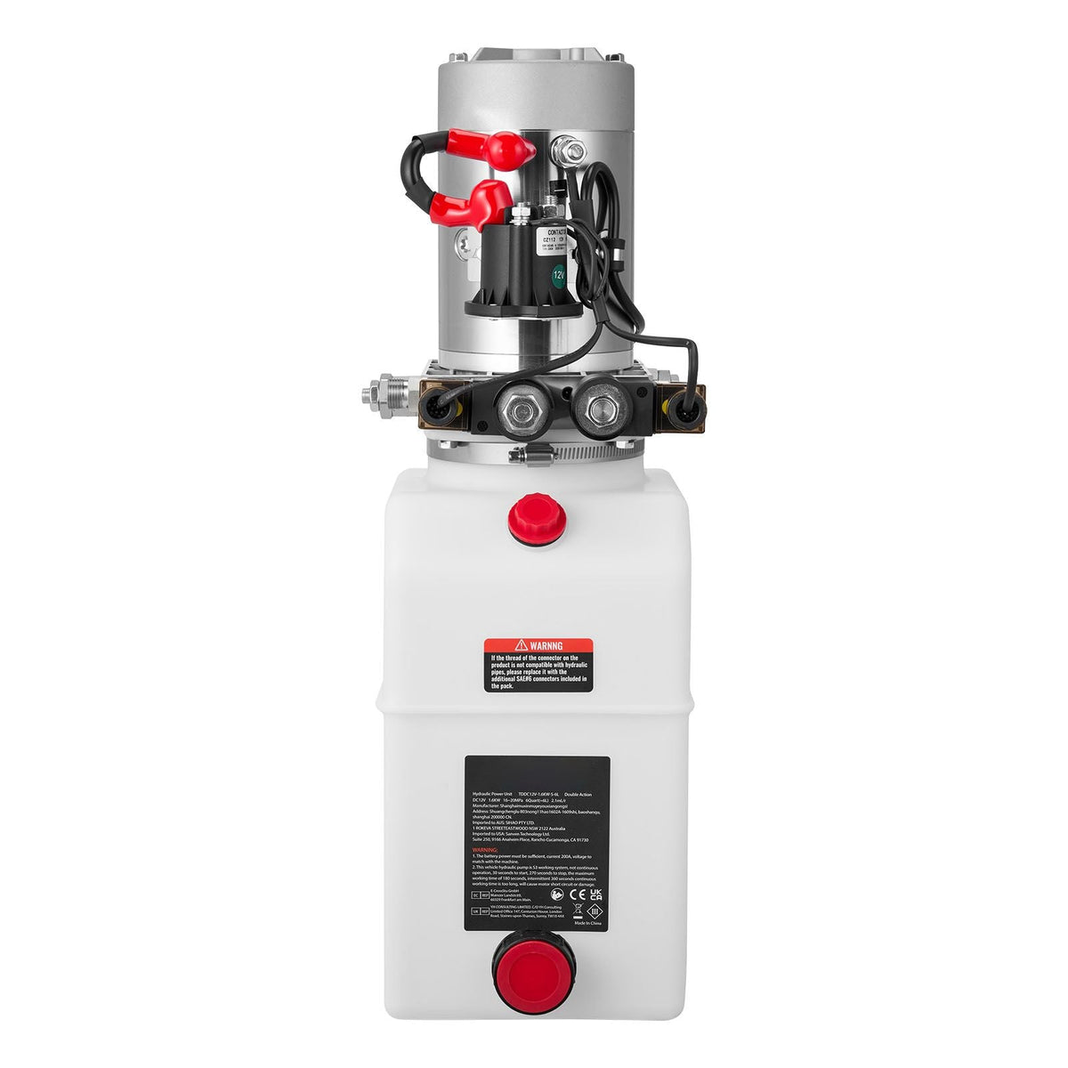 6 Quart Hydraulic Power Unit, Double Acting Dump Trailer Pump, 3200 PSI Max Relief Pressure & 0.91 GPM Flow Rate, DC 12V Hydraulic Pump with Metal Reservoir for Dump Trailer Car Lifting
