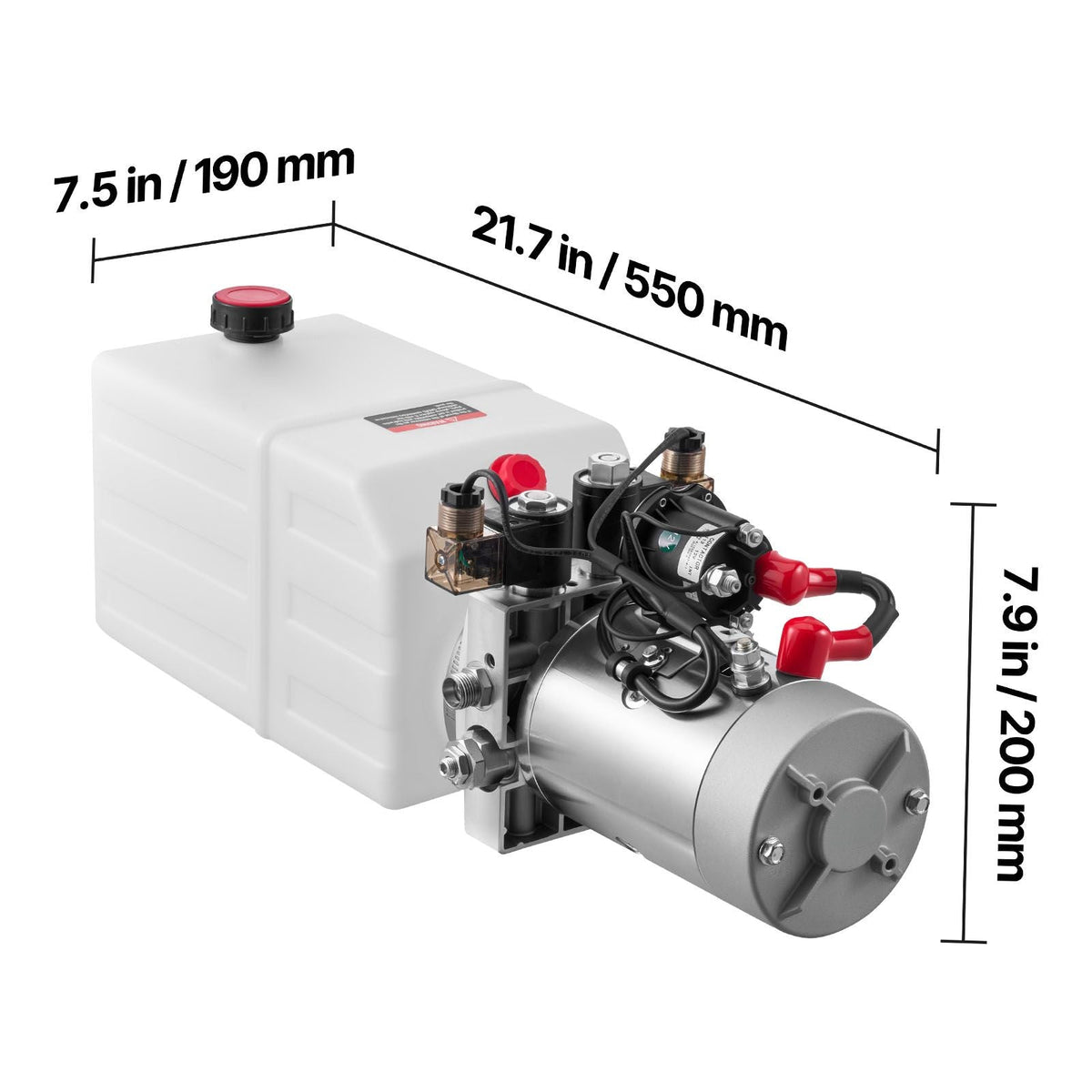 6 Quart Hydraulic Power Unit, Double Acting Dump Trailer Pump, 3200 PSI Max Relief Pressure & 0.91 GPM Flow Rate, DC 12V Hydraulic Pump with Metal Reservoir for Dump Trailer Car Lifting