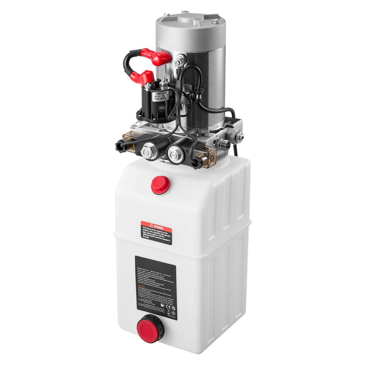 6 Quart Hydraulic Power Unit, Double Acting Dump Trailer Pump, 3200 PSI Max Relief Pressure & 0.91 GPM Flow Rate, DC 12V Hydraulic Pump with Metal Reservoir for Dump Trailer Car Lifting