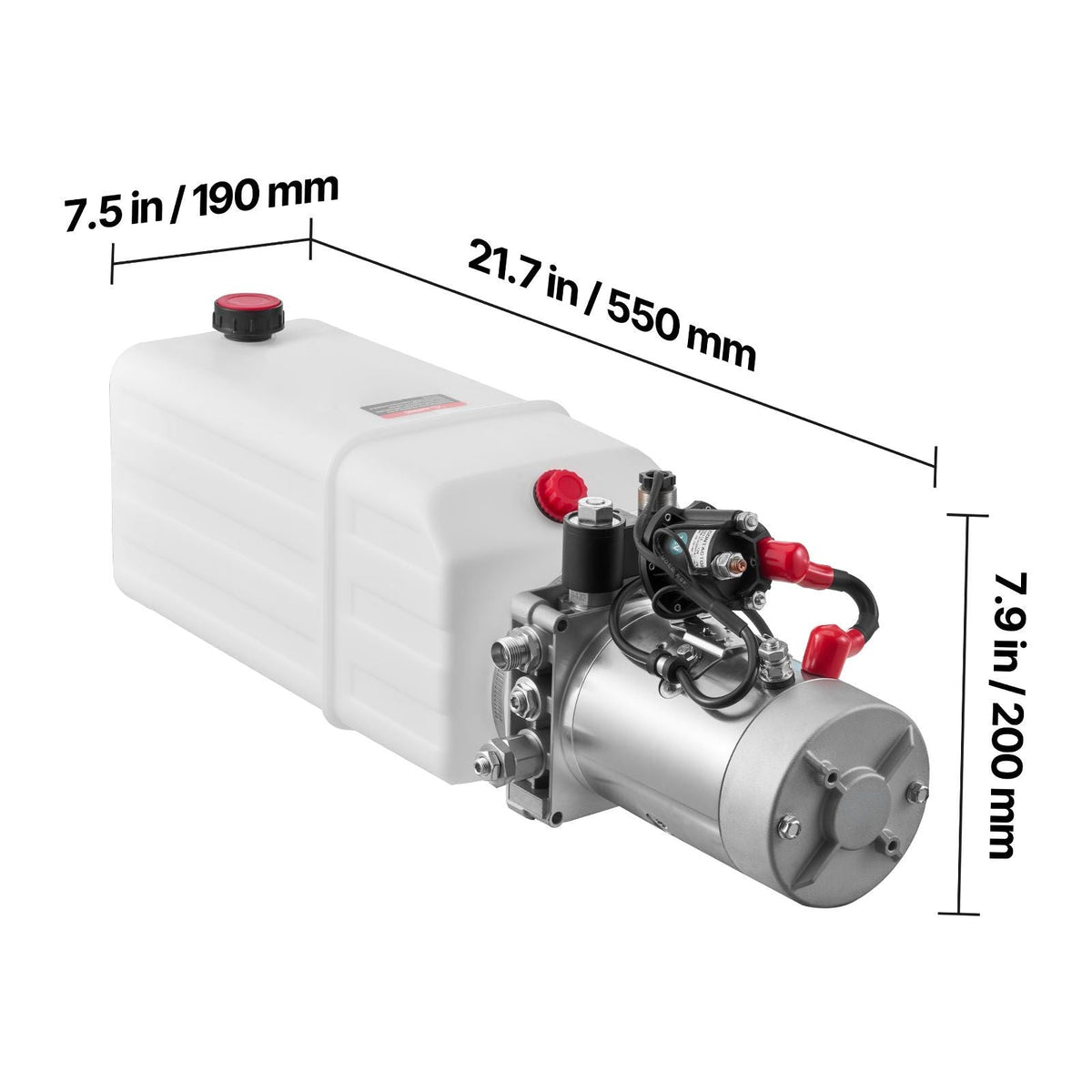 6 Quart Hydraulic Power Unit, Single Acting Dump Trailer Pump, 3200 PSI Max Relief Pressure & 0.91 GPM Flow Rate, DC 12V Hydraulic Pump with Metal Reservoir for Dump Trailer Car Lifting, White