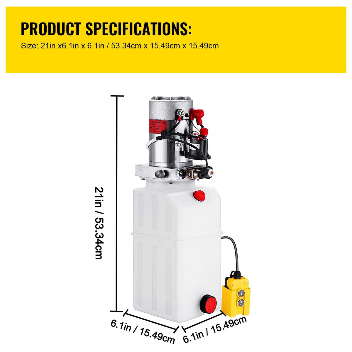 6 Quart Hydraulic Power Unit Single Acting Hydraulic Pump Dump Trailer 12V DC with 6L Metal Reservoir Hydraulic Power Pack for Car Lifting