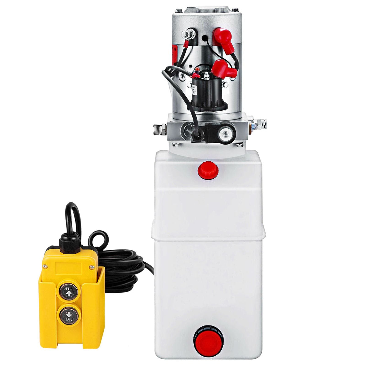 6 Quart Hydraulic Power Unit Single Acting Hydraulic Pump Dump Trailer 12V DC with 6L Metal Reservoir Hydraulic Power Pack for Car Lifting