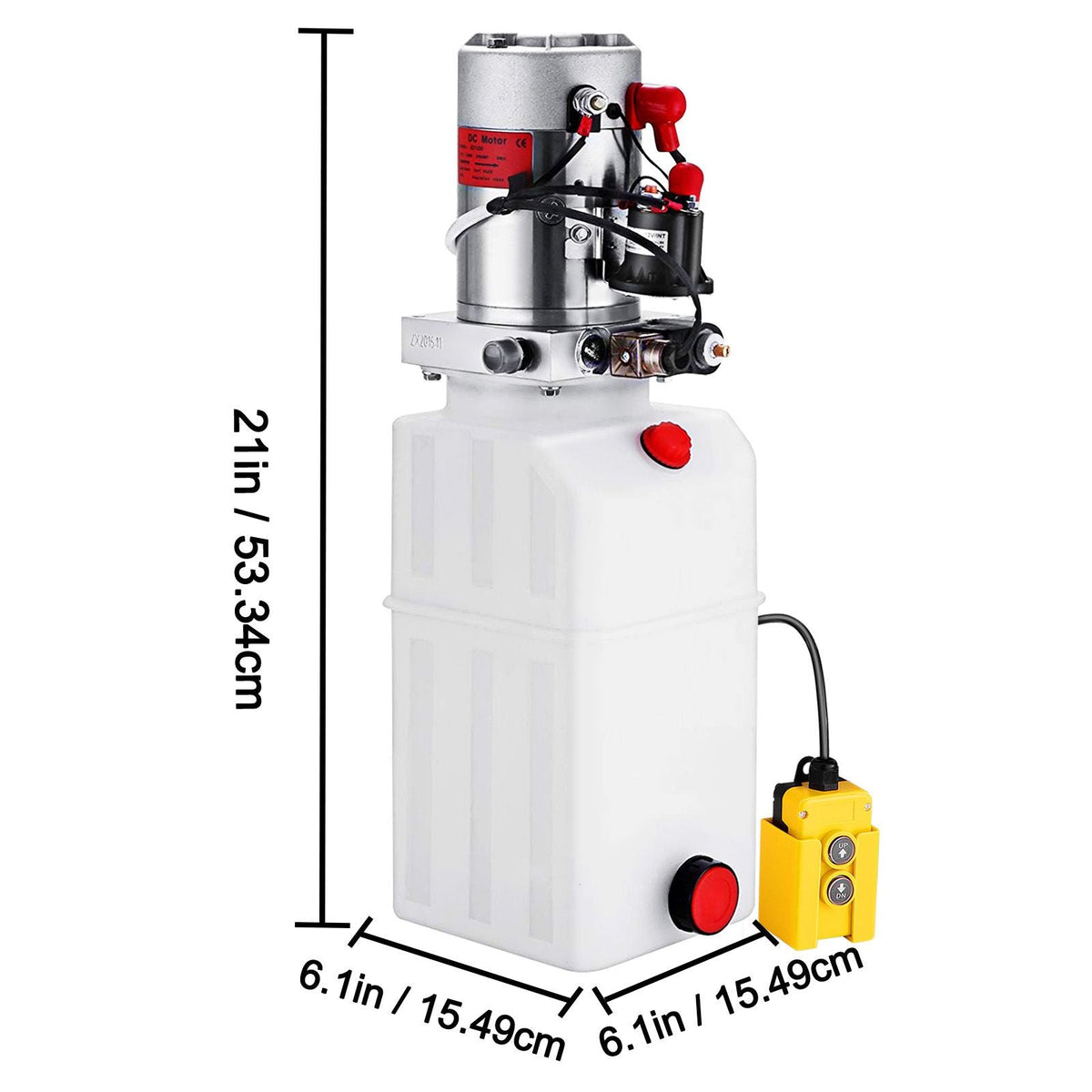 6 Quart Hydraulic Power Unit Single Acting Hydraulic Pump Dump Trailer 12V DC with 6L Metal Reservoir Hydraulic Power Pack for Car Lifting