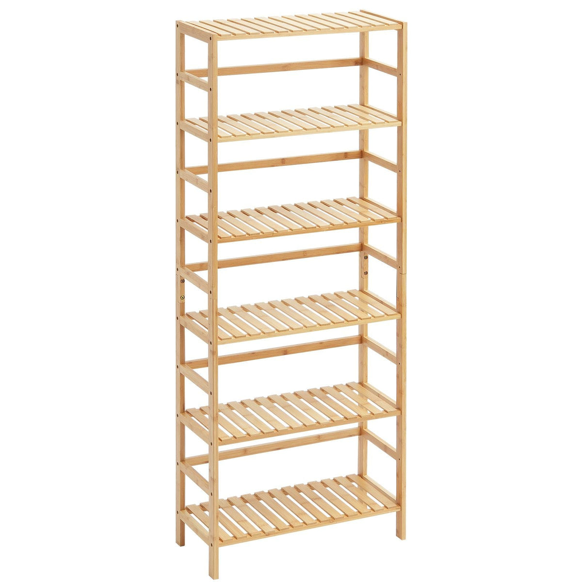 6-Tier Bamboo Shelf, Open Wood Bookshelf, Display Storage Rack Organizer, Freestanding Flower Plant Stand, Multifunctional Bamboo Bookshelf Ideal for Bathroom, Bedroom, Office, Study, Natural