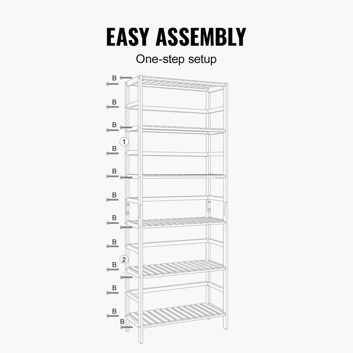 6-Tier Bamboo Shelf, Open Wood Bookshelf, Display Storage Rack Organizer, Freestanding Flower Plant Stand, Multifunctional Bamboo Bookshelf Ideal for Bathroom, Bedroom, Office, Study, Natural