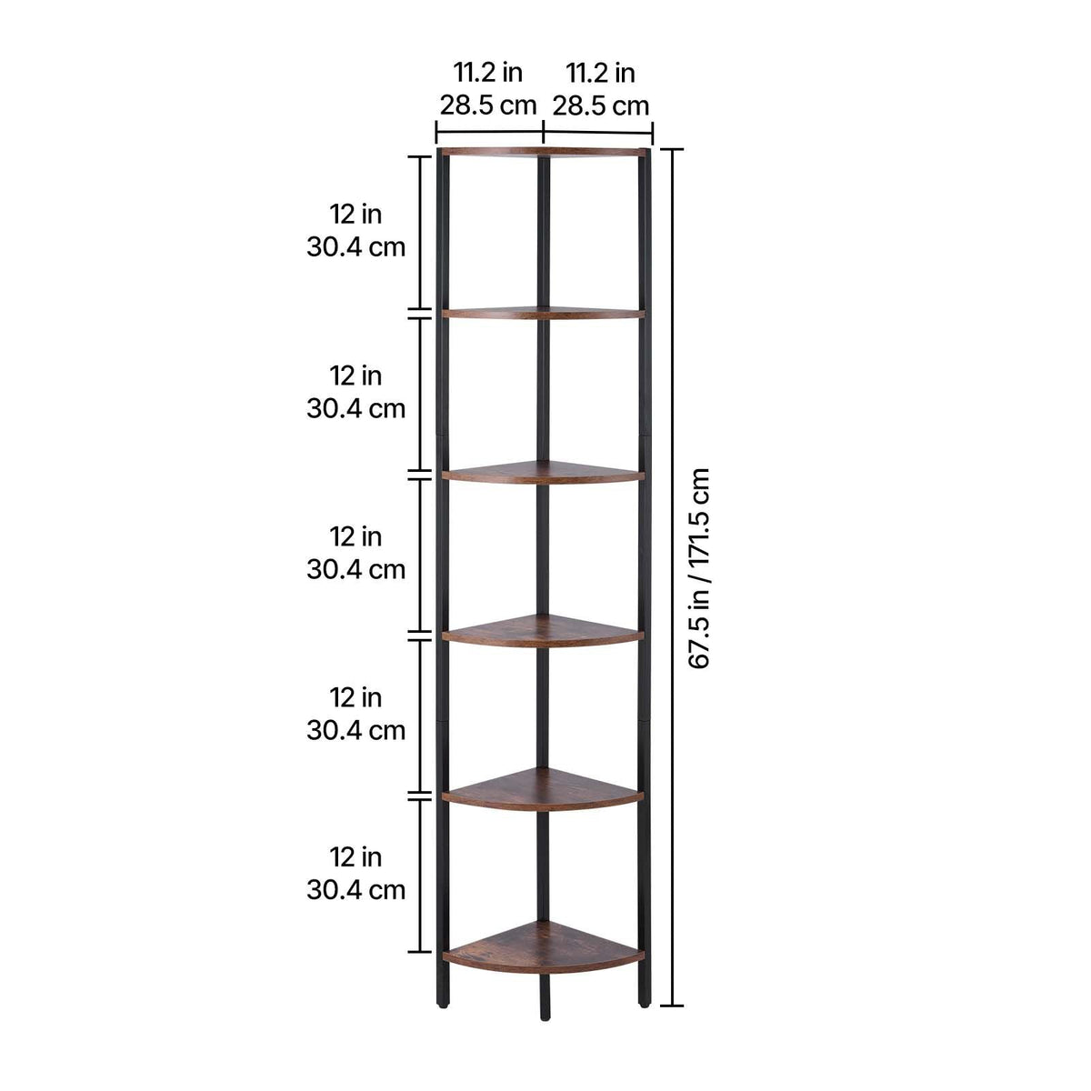 6 Tier Corner Shelf with LED Light, 68" Tall Corner Bookshelf with Storage Shelves for Collectibles, Display Shelf with Multi-color Lights Controlled Via RC/APP for Bedroom, Living Room, Office