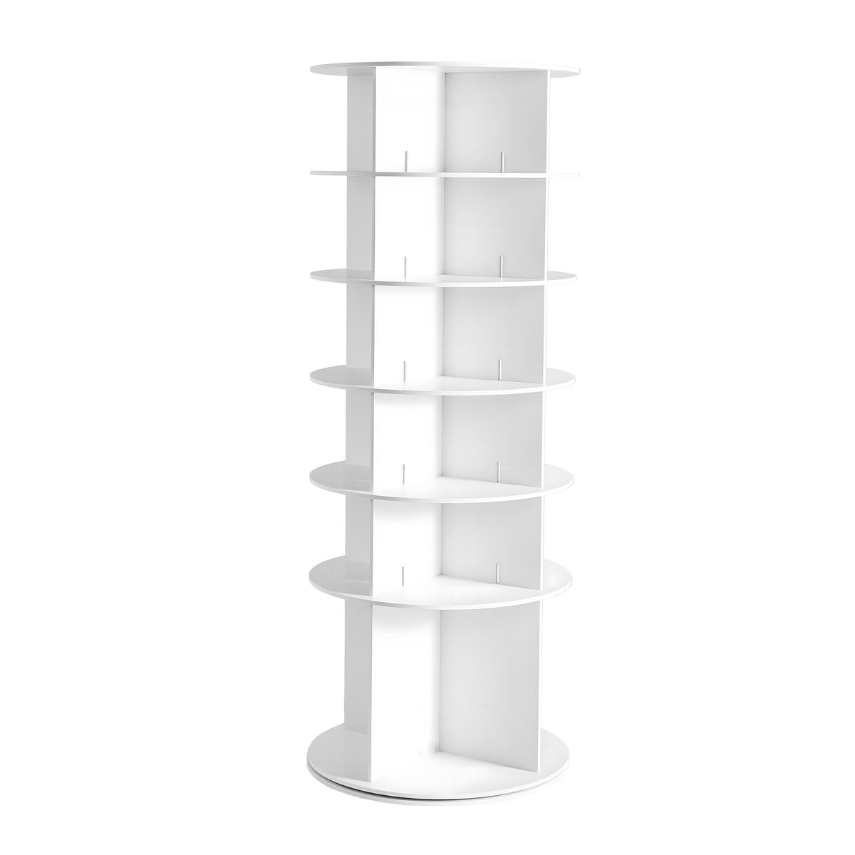 6 Tiers Rotating Shoe Rack Tower, 360° Spinning Shoe Rack, Revolving Storage Round Carousel Display, Freestanding Lazy Susan Organizer Display for Bedroom, Living Room, Entryway, Closet, White