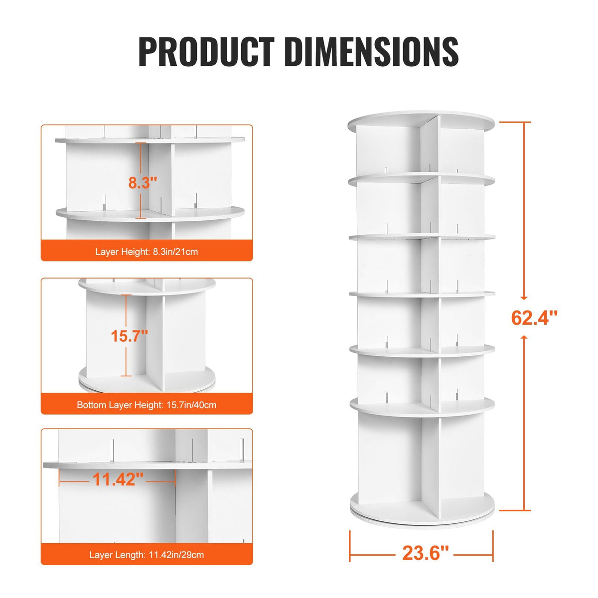 6 Tiers Rotating Shoe Rack Tower, 360°Spinning Shoe Display, Revolving Shoe Rack Storage Round Carousel, Lazy Susan Shoe Rack Organizer, Ideal for Bedroom, Living Room, Entryway, White