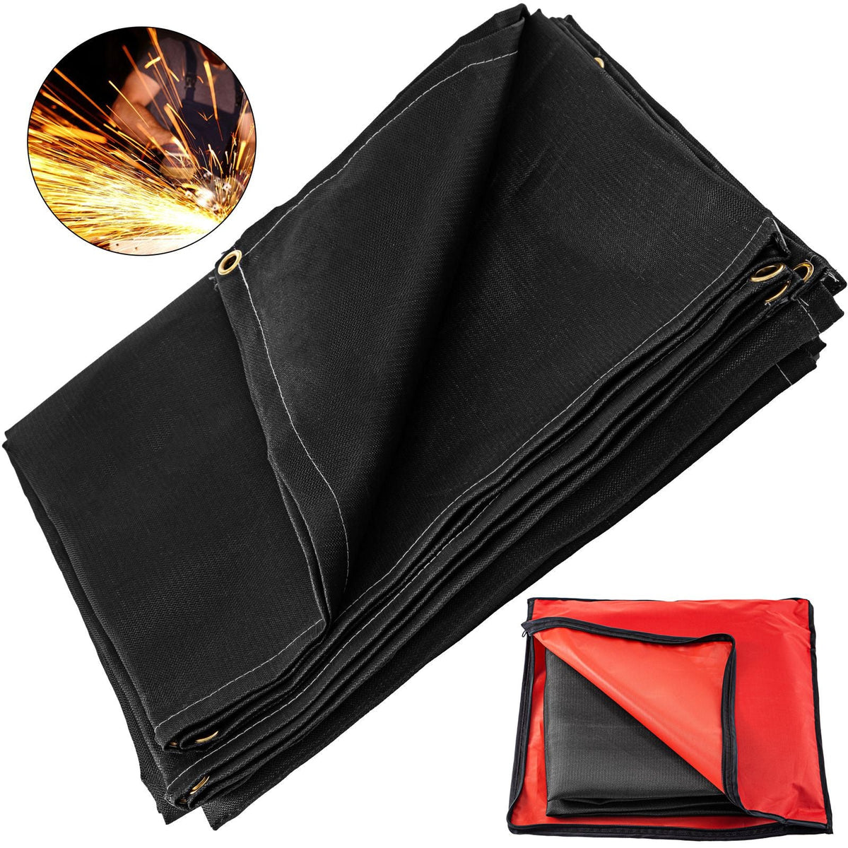 6 x 10 Ft Welding Blanket Black Fiberglass Blanket Portable Fiberglass Fire Retardant Blanket Welding Mat Welding Fireproof Thermal Resistant Insulation With Carry Bag