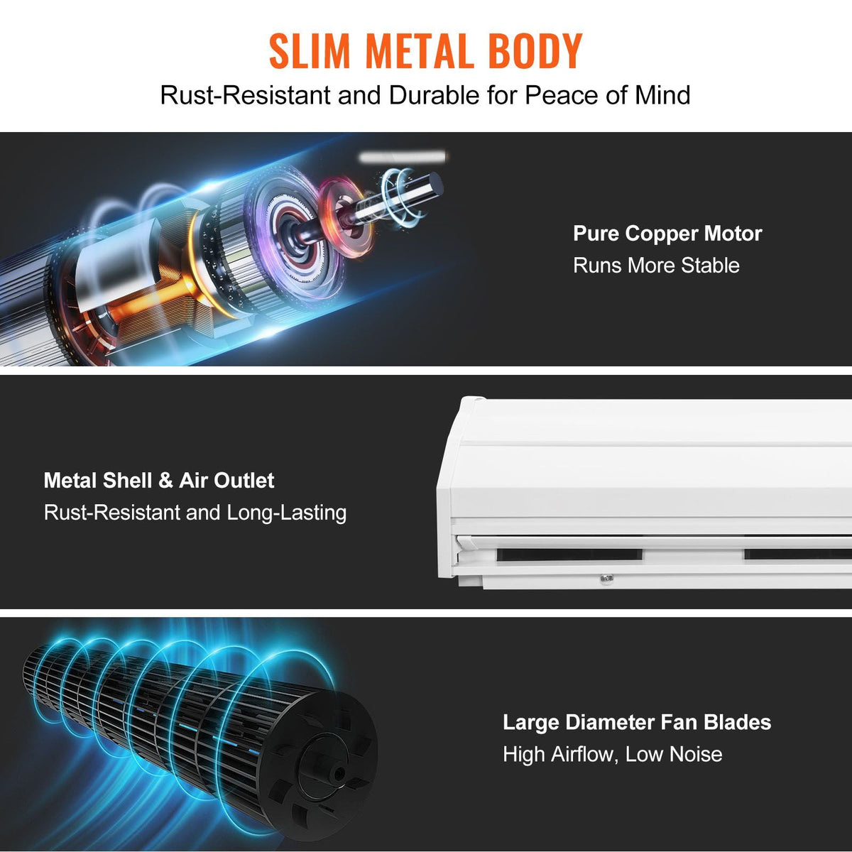 60" Commercial Indoor Air Curtain Super Power 2 Speeds 1500CFM, Wall Mounted Air Curtains for Doors, Indoor Over Door Fan with Heavy Duty Limit Switch, Easy-Install 110V Unheated