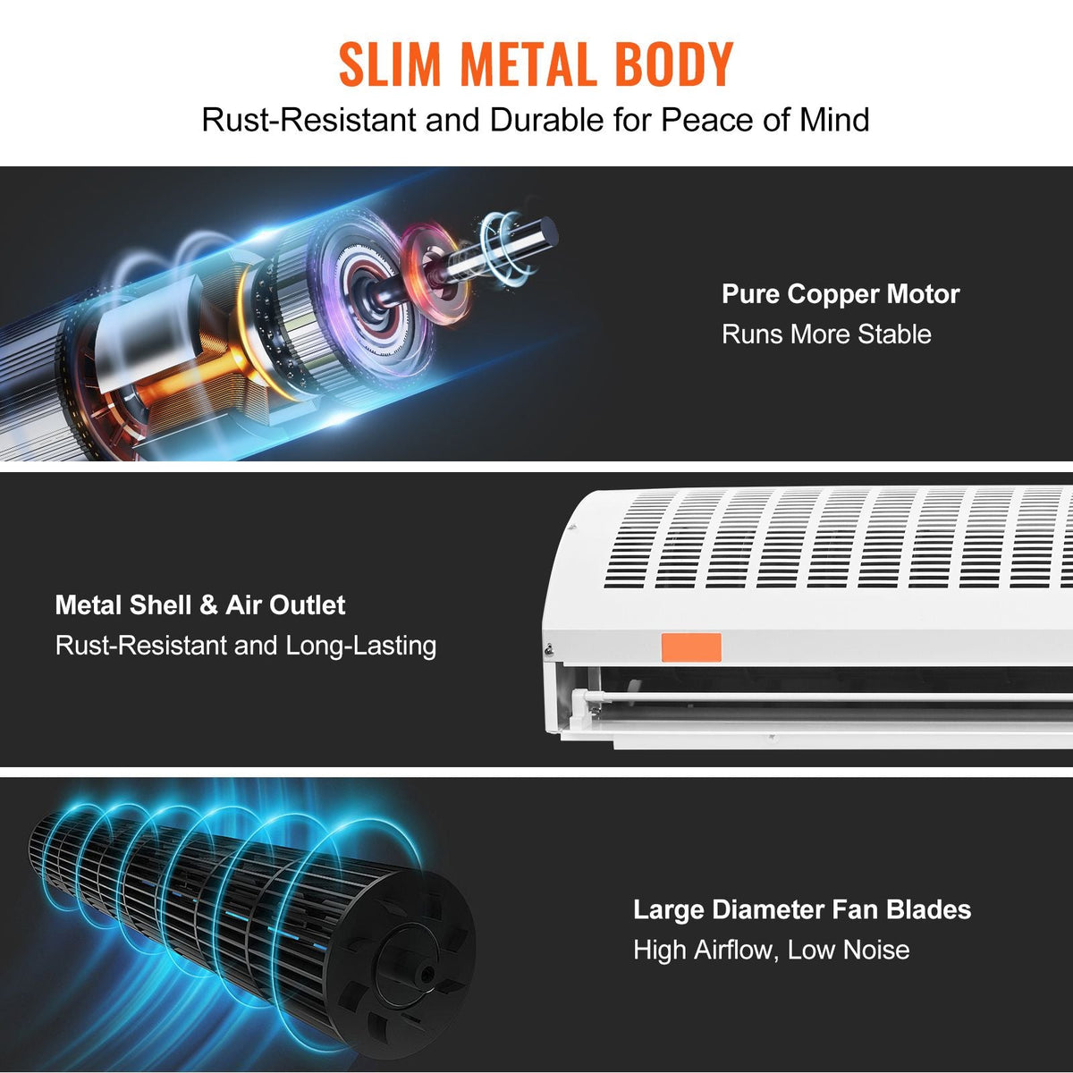 60" Commercial Indoor Air Curtain Super Power 2 Speeds 2100CFM, Wall Mounted Air Curtains for Doors, Indoor Over Door Fan with Heavy Duty Limit Switch, Easy-Install 110V Unheated