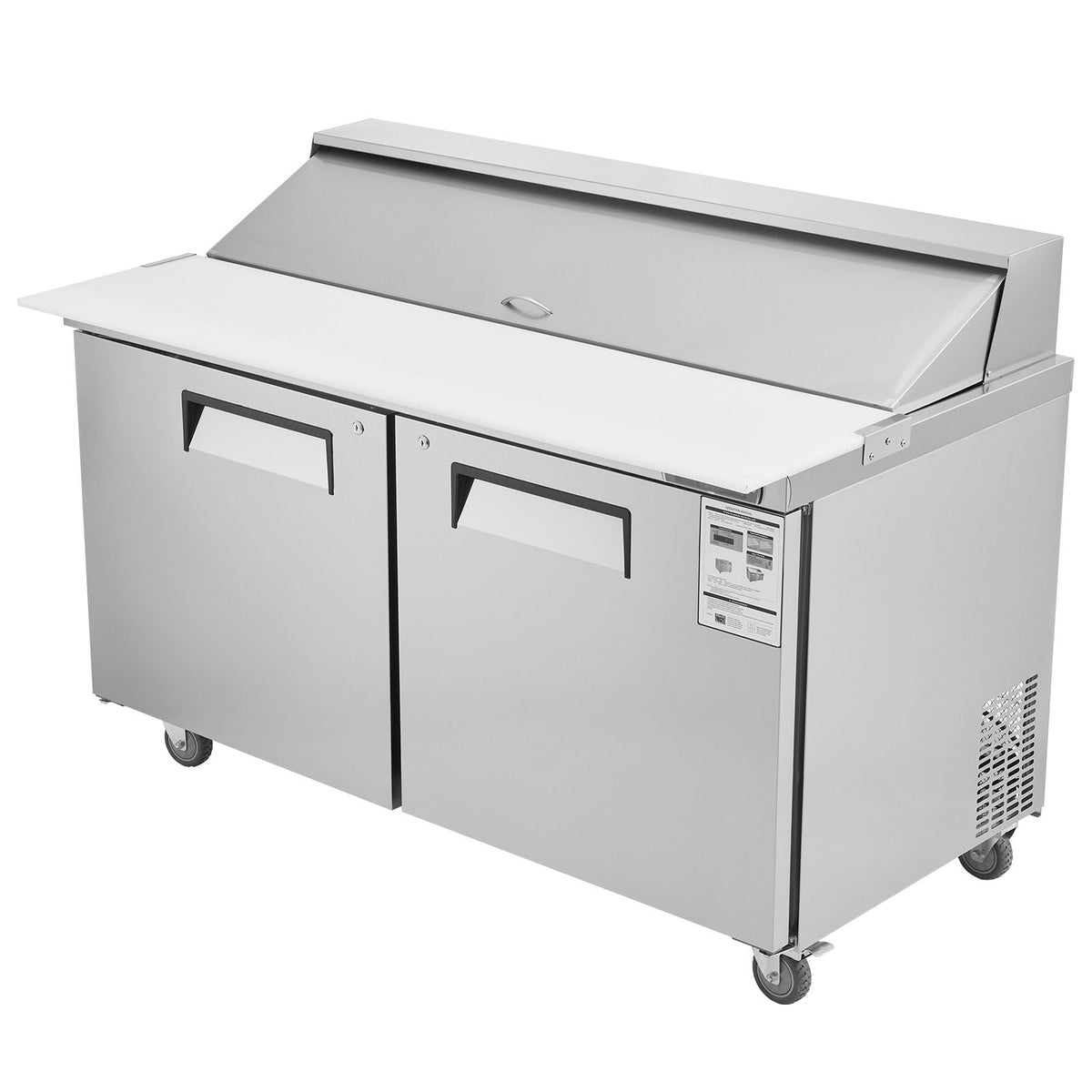 60" Commercial Refrigerator Sandwich & Salad Prep Table, 16.4 Cu. Ft Stainless Steel Refrigerated Food Prep Station with 16 Pans, Cut Board, Frost Free Refrigerator with Lock for Restaurant