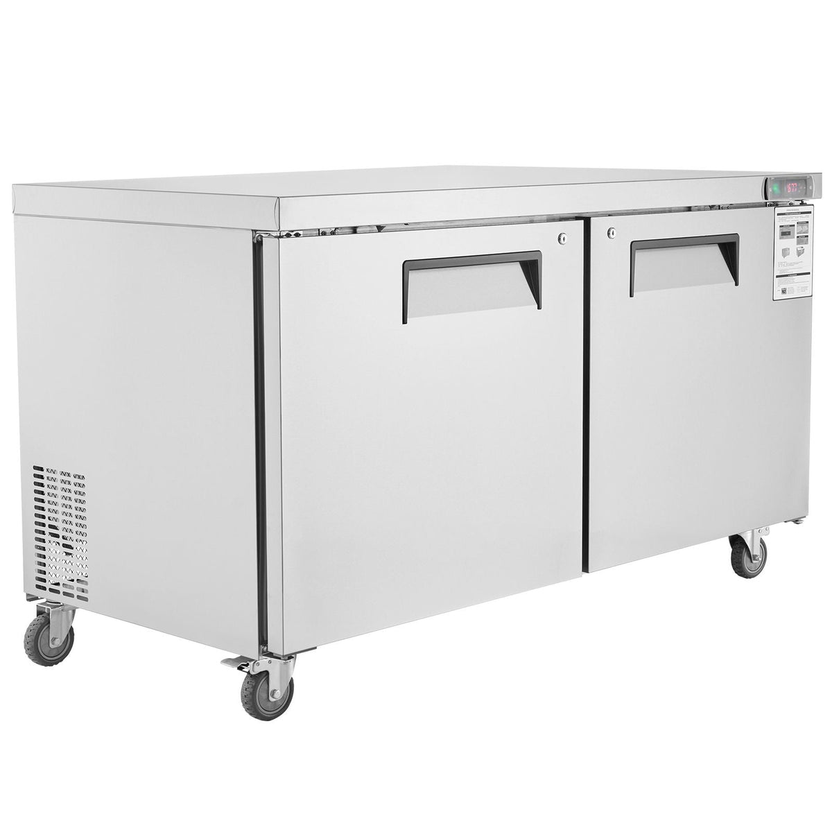 60" Commercial Refrigerator Sandwich & Salad Prep Table, 16.4 Cu. Ft Stainless Steel Refrigerated Food Prep Station with 2 Doors, Frost Free Refrigerator with Lock for Restaurant, Bar, Store