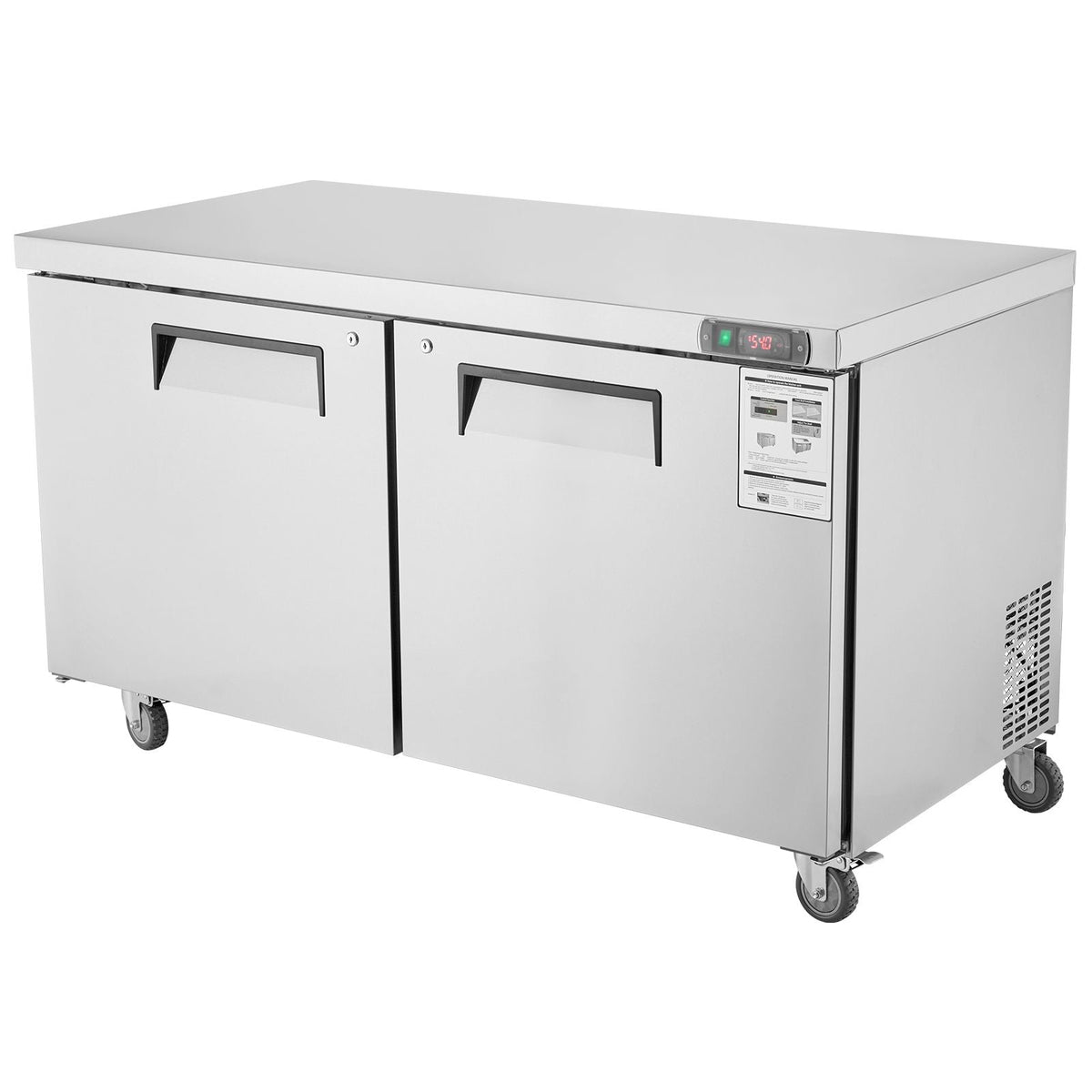 60" Commercial Refrigerator Sandwich & Salad Prep Table, 16.4 Cu. Ft Stainless Steel Refrigerated Food Prep Station with 2 Doors, Frost Free Refrigerator with Lock for Restaurant, Bar, Store