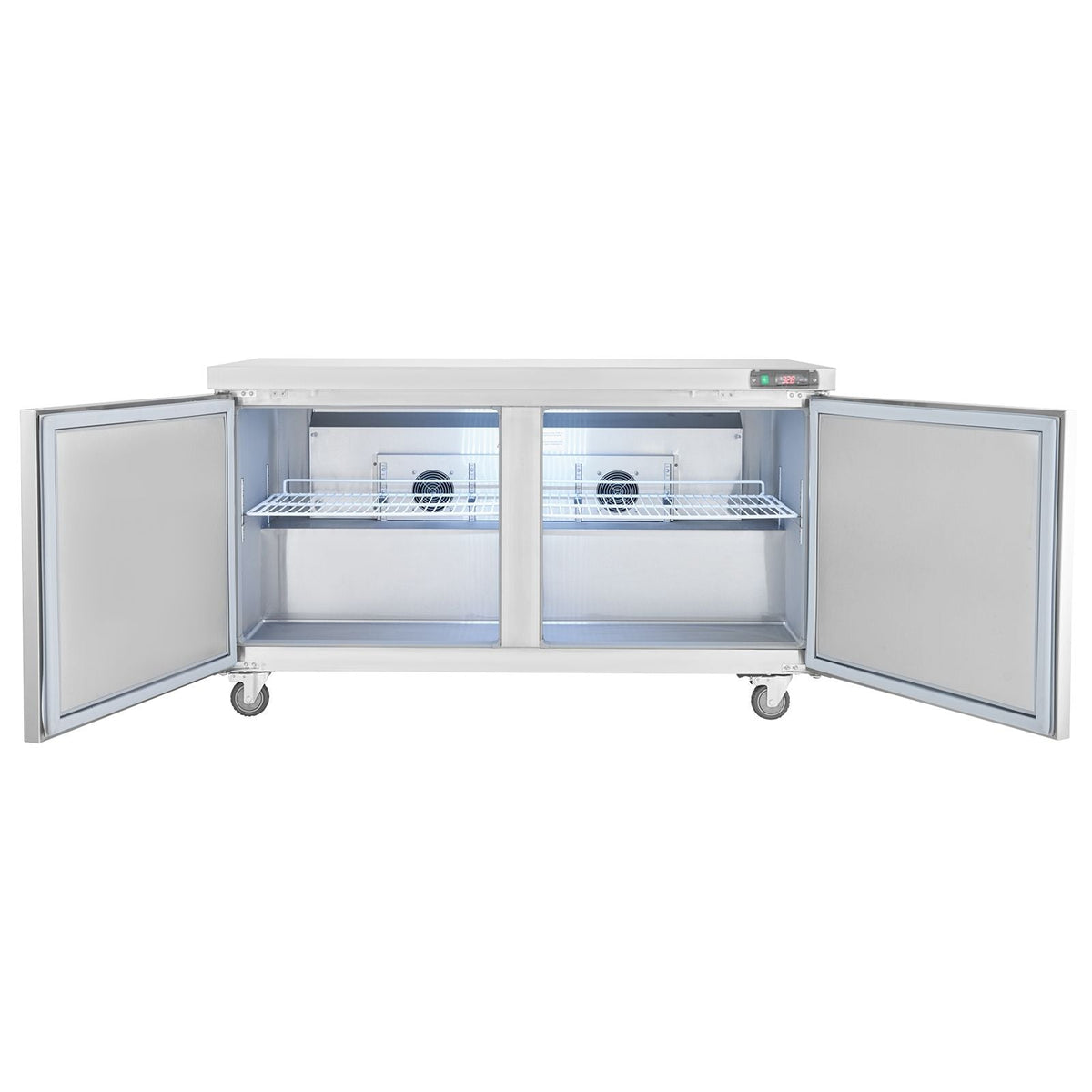 60" Commercial Refrigerator Sandwich & Salad Prep Table, 16.4 Cu. Ft Stainless Steel Refrigerated Food Prep Station with 2 Doors, Frost Free Refrigerator with Lock for Restaurant, Bar, Store
