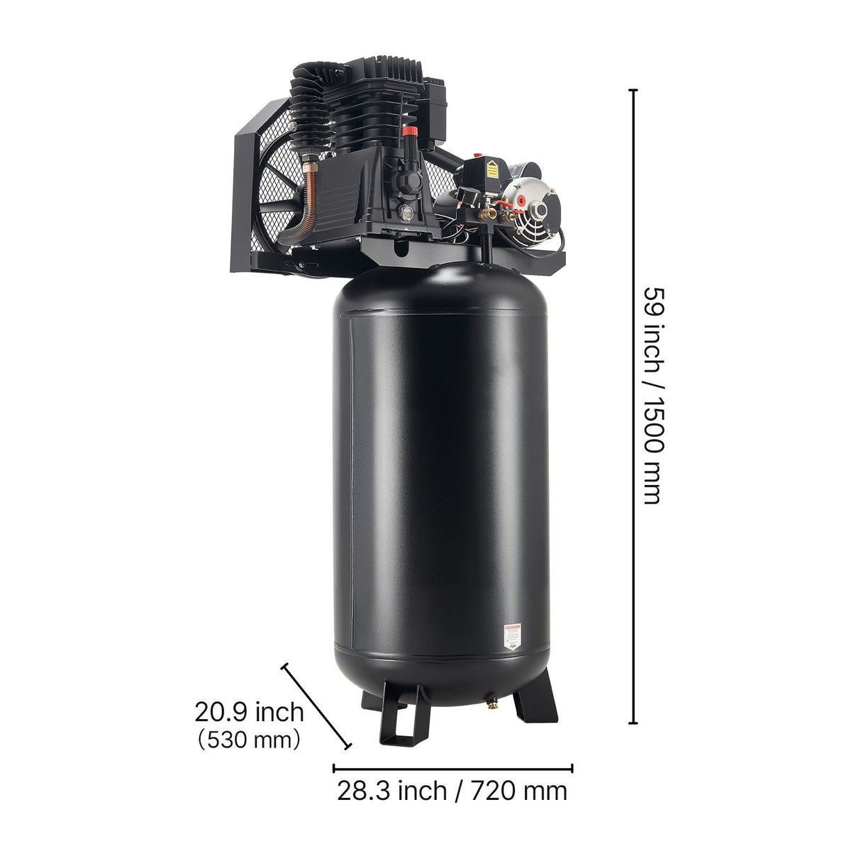 60 Gallons Heavy-Duty Air Compressor, 5HP 12 SCFM at 90PSI Air Compressors Max 145PSI Pressure, Oil-Lubricated Compressor Tank for Industrial Manufacturing, Large Workshops (230V 60Hz, No-Plug)