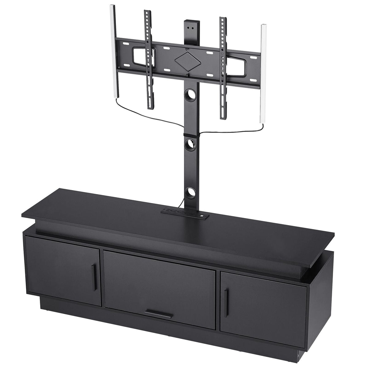 60" TV Stand with Mount for up to 75 in TVs, Entertainment Center with Power Outlet & LED Lights, Height Adjustable TV Console with Mount with 3 Tiers Storage Cabinets for Bedroom, Living Room