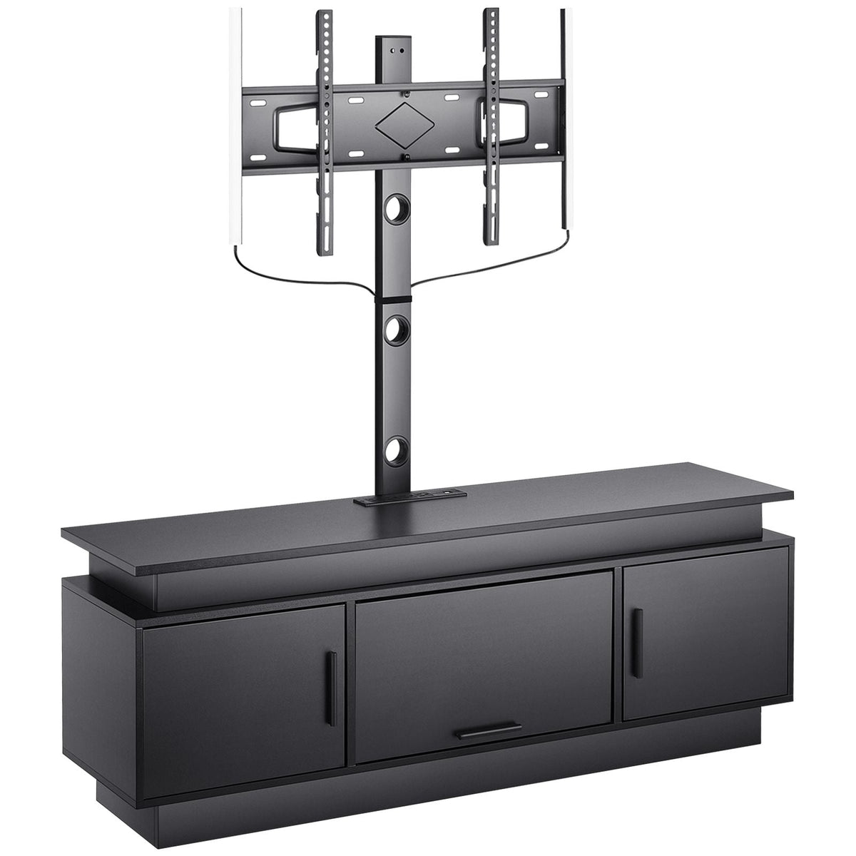 60" TV Stand with Mount for up to 75 in TVs, Entertainment Center with Power Outlet & LED Lights, Height Adjustable TV Console with Mount with 3 Tiers Storage Cabinets for Bedroom, Living Room