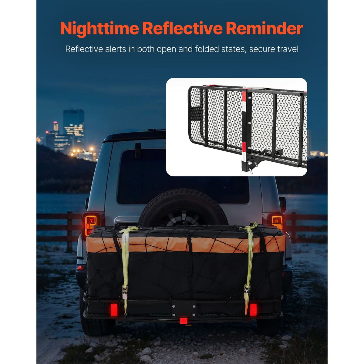 60" x 20" x 6", Hitch Cargo Carrier, 500 lbs Capacity Hitch Cargo Carrier with Cargo Net & Waterproof Cargo Bag, Folding Hitch Mount Cargo Carrier with Hitch Lock for 2" Receiver, Fit for SUVs